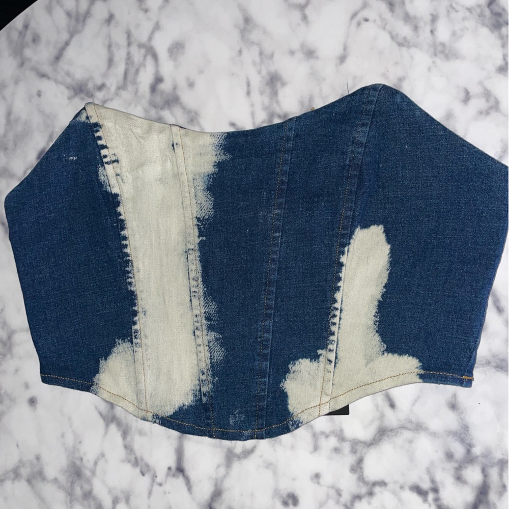 Fashion nova DEMIN TYE DYE cropped Corset women size XL BRAND NEW